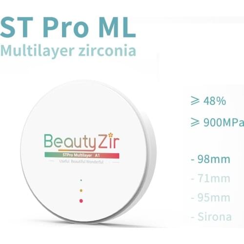 【6.18】STPro multilayer dental zirconia blank diameter 98mm super translucency dental zirconia discs