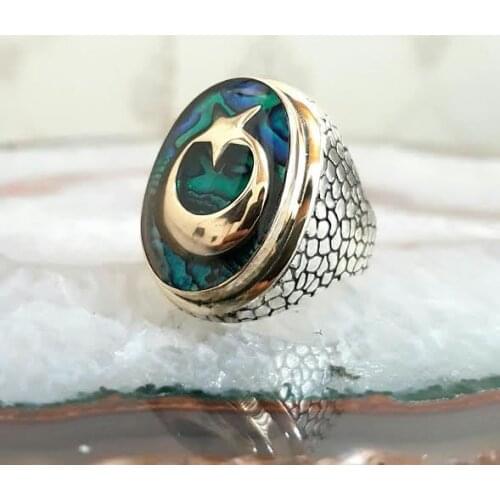 925 sterling Silver Crescent Male Ring