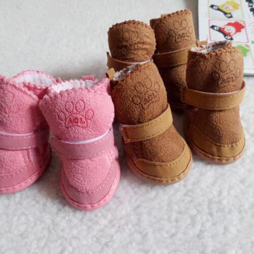 4Pcs/Set Winter Warm Shoes Boots Puppy Cotton Blend Blend Winter Snow Warm Walking Boots Cute Dress up Pet Dog Shoes