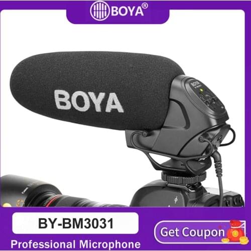 BOYA BY-BM3031 Microphone Supercardioid Condenser Interview Capacitive Mic Camera Video Mic for Canon Nikon Sony DSLR Camcorder