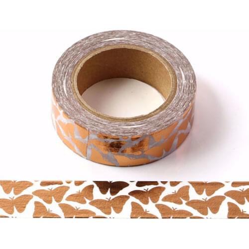 NEW 1PC 15MM*10M Gold Foil Butterfly Decorative Washi Tape Wholesale Masking Tape scrapbooking washi tape stickers