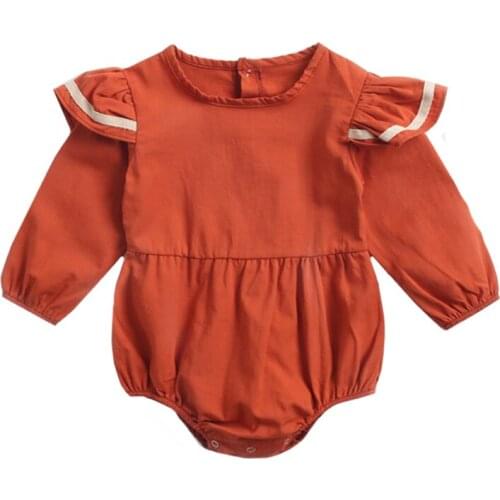 Baby Body Toddler Baby Bodysuit Girls Romper Doll Collar Ruffles Solid Long Sleeve Bodysuit Clothes Spring Infant Baby Outfits