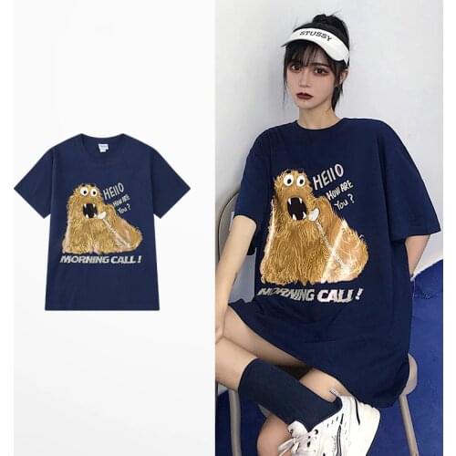 Cartoon Ghost Funny Print T-Shirt Mens Casual Wear Harajuku Lovers T Shirts Blue Yellow 100% Cotton Short Sleeve Top Tee
