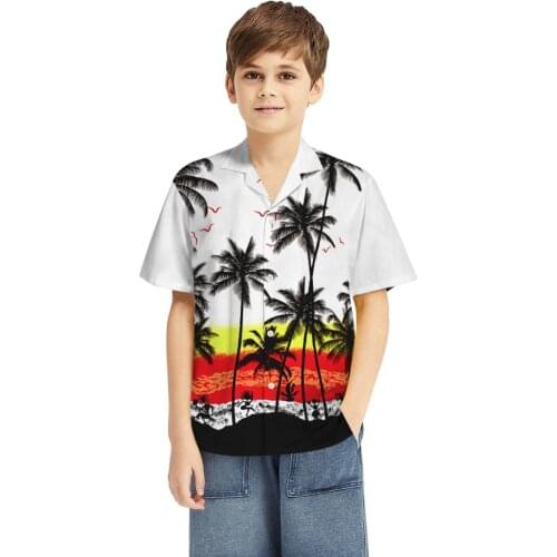 Boys Hawaiian Beach Shirt Floral Print Shirts Tops Casual Short Sleeve Summer Holiday Vacation Fashion Kid Shirt