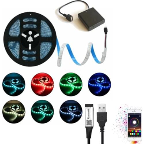 Led Strip Light SMD5050 Flexible Neon Backlight Lighting Ribbon Tape tv HDTV Backlight 4.0 Bluetooth USB/4AA Battery Power 1/5M