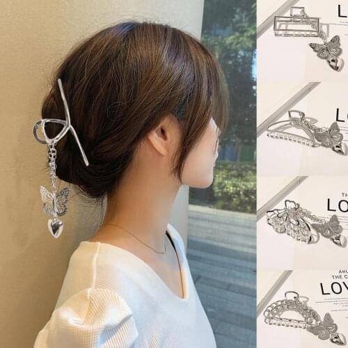 Exquisite Women Retro Alloy Butterfly Pendant Hair Claws Geometric Metal Hair Clip Hairpins Headwear Vintage Hair Accessories