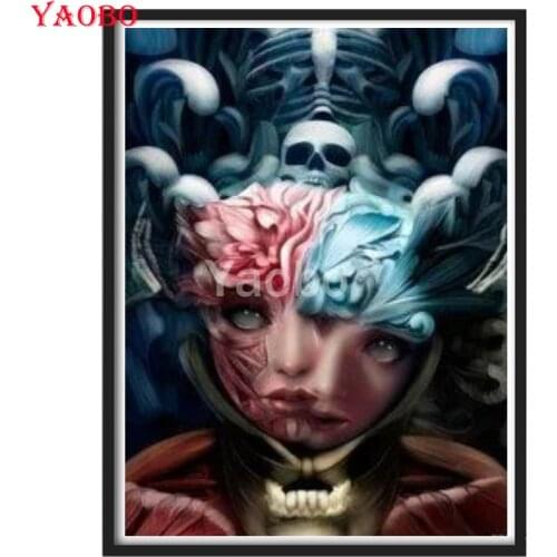 Horror Skull Woman diamond painting,full,square,round diamond embroidery mosaic kits diy handwork puzzle diamant Gothic Lady