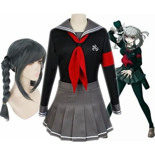 Anime Danganronpa Peko Pekoyama Cosplay Costume Schlool JK Uniform Sailor Suit And Wig