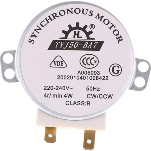 Hot Selling TYJ50-8A7 D Shaft 4 RPM VEJ20 P20 AC 220V-240V 50Hz CW/CCW Microwave Turntable Turn Table Synchronous Motor
