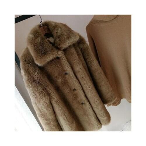 Top brand Style High-end New Fashion Women Faux Fur Coat S28 high quality