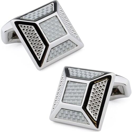 Fashion Jewelry Mens Cuff Links Metal Copper With Enamel Carbon Fiber Made Trendy Square Cufflinks Best Gifts for Men