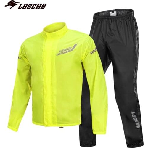 LYSCHY Motorcycle Raincoat Bicycle Outdoor Cycling Split Rain Coat Waterproof Rainproof Gear Jacket Safety Reflective Rain Suit
