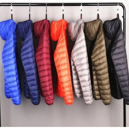 Mens All-Season Ultra Lightweight Packable Down Jacket Water and Wind-Resistant Breathable Coat Big Size Men Hoodies Jackets