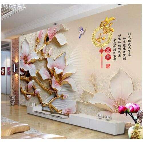 3d wallpaper custom mural non-woven 3d room wallpaper Beautiful magnolia TV setting wall reliefs photo 3d wall murals wallpaper