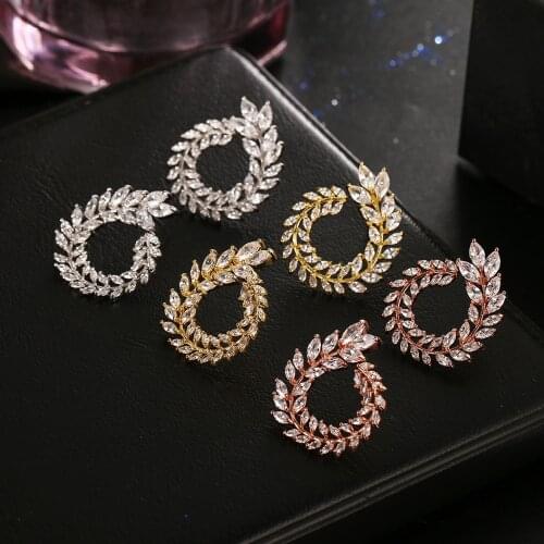 Ekopdee New Trendy Clip Cubic Zirconia Earring For Women Korean Fashion Crystal Drop Earrings Female Bridal Wedding Jewelry 2021