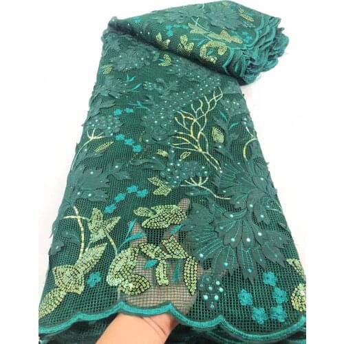 Wholesale African Green Lace Fabric 2020 High Quality Lace Sequins French Nigerian Lace Fabric For Wedding Party Dress Sew Party