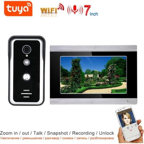 Tuya App Wireless WiFi Home Video Intercom System Smart IP Video Doorbell with 7inch Touch Screen 1080P Wired Door Phone Camera