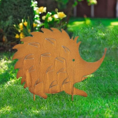 Retro Family Hedgehogs Garden Stake Decor Hollow Out for Yard Patio Indoor