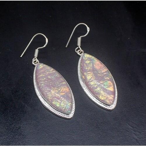 Gemstonefactory Big Promotion Unique 925 Silver Dichroic Glass Exotic Fashion Women Ladies Gifts Dangle Drop Earrings 20212355