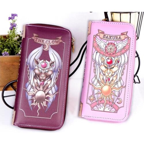 Sailor Moon Wallet Card Captor Coin Purse Card Package COS Props Schoolgirl Christmas Gift Leather U Material