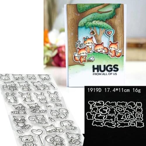 Squirrel Playing Stamp and Metal Cutting Dies DIY Scrapbooking for Photo Album Decorative Clear Stamps