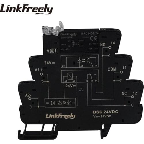 Slim Interface Solid State Relay Din Rail DC-DC 24VDC Input 2A/5-32VDC Output Home Automation LED Turn Signal SSR Relay Board