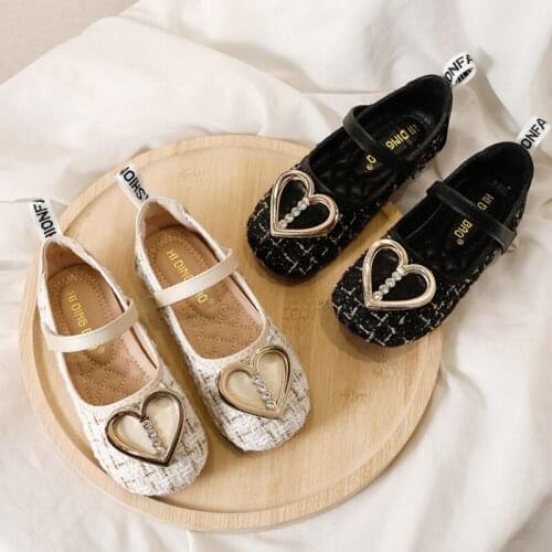 IYEAL Childrens Princess Shoes Cute Love Rhinestone Soft-Soled Girls Shoes With Velcro One Word Flat Shoes for Birthday Party