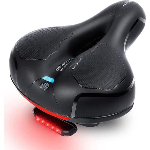 Bike Seat - Waterproof Comfortable Bicycle Saddle ,Soft Wide Memory Foam Gel Bike Cushion with Taillight