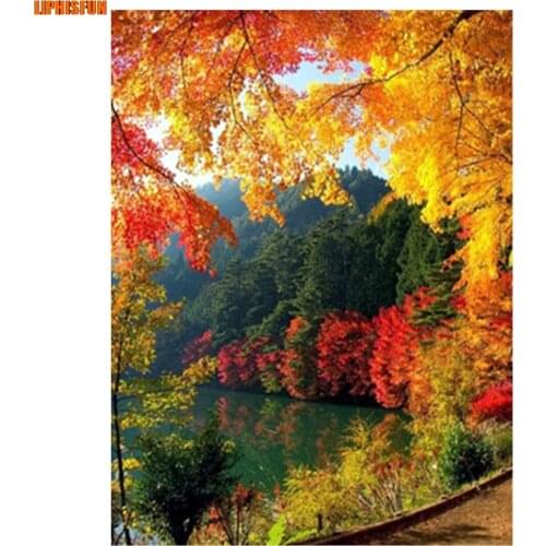 LIPHISFUN Handmade Cross Stitch Embroidery Diamond Painting Full Drill Home Decor Square/round Autumn Tree