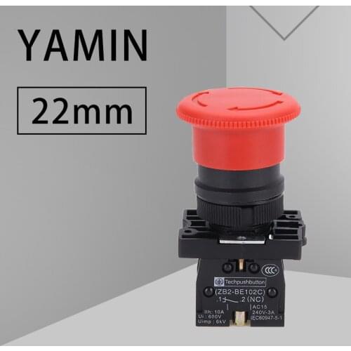 P172 Red NC 22mm Emergency Stop Mushroom Push button switch XB2-ES542 Control electrical starter switch 220V 10A