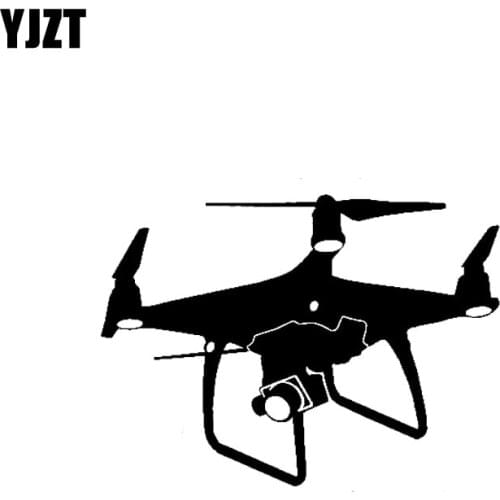 YJZT 13.9CM*10.3CM Quadcopter UAV Drone Car Sticker Vinyl Decal Black/Silver C3-0171