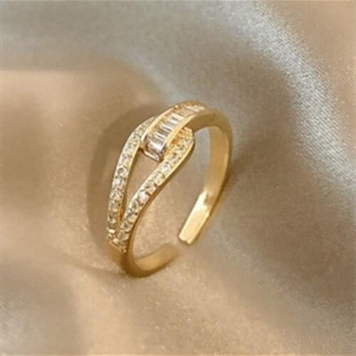 New fashion womens micro inlaid ring personality open ring ladies engagement jewelry couple birthday gift 2021 trend