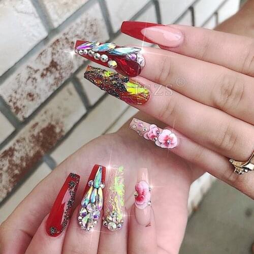 1bags/lot 500pcs ABS Full Nails Coffin Shape Artificial French Fake super long Nail art Tip Salon Transparent Fake Nails