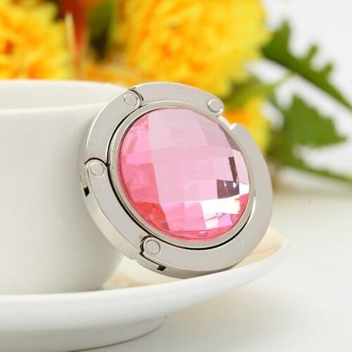 100pcs/lot Exquisite Folded Handbag bag Hook Hanger Holder Elegant Alloy Crystal Rhinestone metal foldable hook