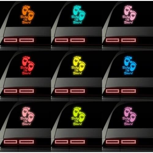 15.5*20cm Baby on Borad Car Stickers and Decals Cute Feet Car Reflective Stickers Car Styling Decor Auto Window Body Stickers