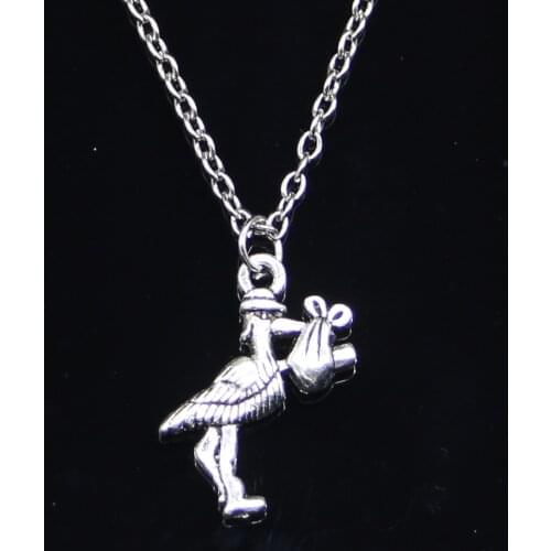 20pcs New Fashion Necklace 23x18mm stork baby bird Pendants Short Long Women Men Colar Gift Jewelry Choker