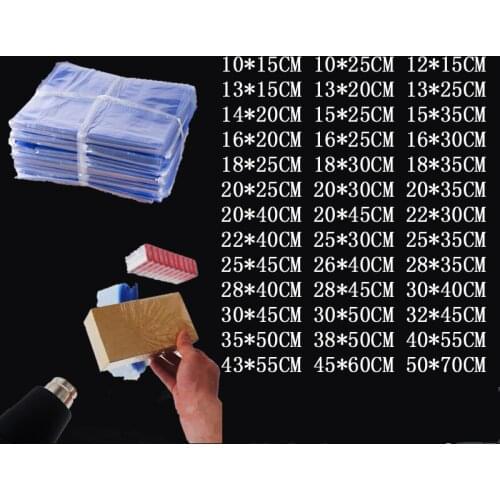 20kind size Pvc Heat Shrink Bags Clear Membrane Plastic Cosmetic Packaging Pouches Plastic Shrinkable Bags 50/100pcs
