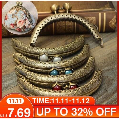 5pcs/lot DIY Bronze Gourd Head Coin Purse Frames Metal Kiss Clasp Closure Clutch Bags Part Replacement Wallet Accessaries