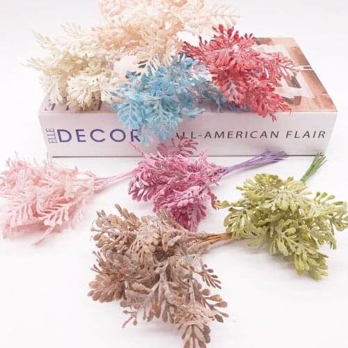 6pcs Artificial Grass Simulation Ferns Plant Artificial Flowers for DIY Scrapbooking Home Wedding Christmas Decoration