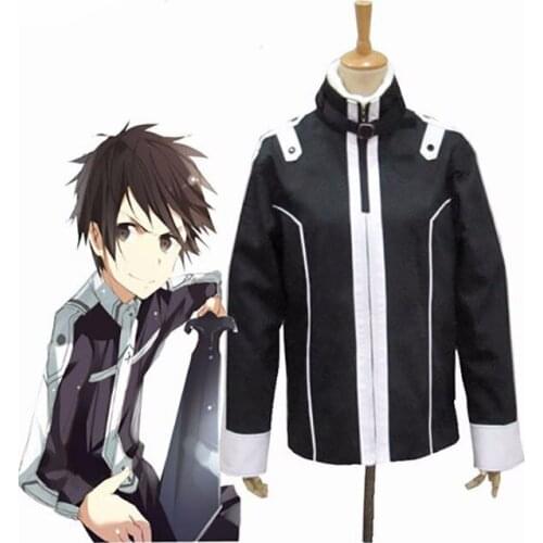 Anime Sword Art Online 2 Cosplay Sword Costumes Kirito Black Jackets Hoodie Thick Coat Drop Shipping