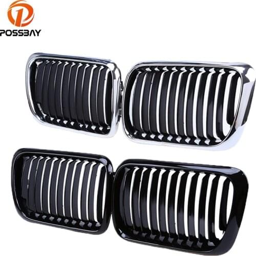 POSSBAY Front Bumper Hood Grille Car Center Grills for BMW 3-Series E36 M3/318tds/316g/320i/323i Sedan 1996 1997 1998 facelift