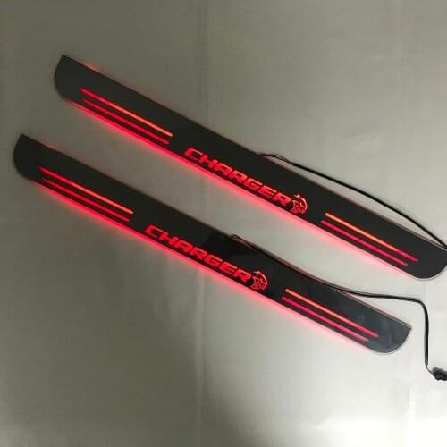 Express Delivery Led Door Sill Plate Strip Welcome Light Pathway Accessories Guard Protectors for Dodge Charger