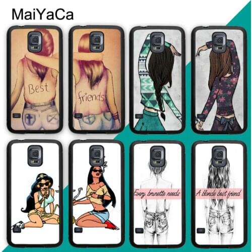 Girls Brunette Blonde Best Friends BFF Case For Samsung A21S A20e A71 A51 A10 A40 A50 A70 Galaxy S20 Plus S10 S9 Note 20 Ultra