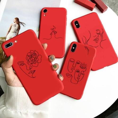 Abstract Art Lines Phone Case Red Candy Color for iPhone 11 12 mini pro XS MAX 8 7 6 6S Plus X SE 2020 XR