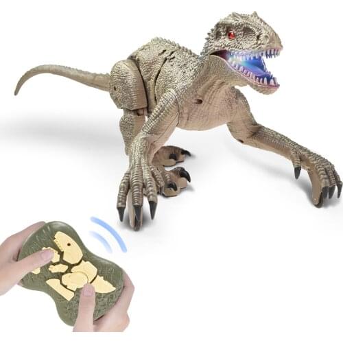 Big Walking Velociraptor 2.4 Ghz Simulation Realistic Dino Remote Control Dinosauria LED Light Roaring RC Gift for Kids Boys