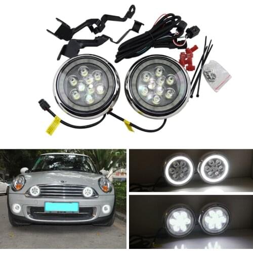 Front Bumper Led Halo Ring Rally DRL Daytime Driving Fog Lights For Mini Cooper R55 R56 R57 R58 R60 E4 R87 Mini Rally Lights