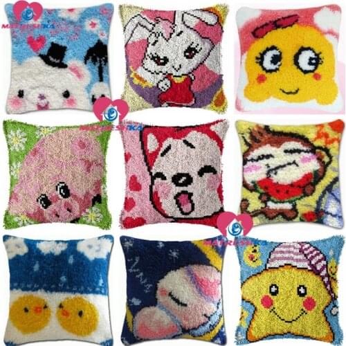Dropshipping Cartoon Latch Hook kits Cushion Handmade Printed Canvas Latch Hook rug Kit klink haak kleed home decor accessories