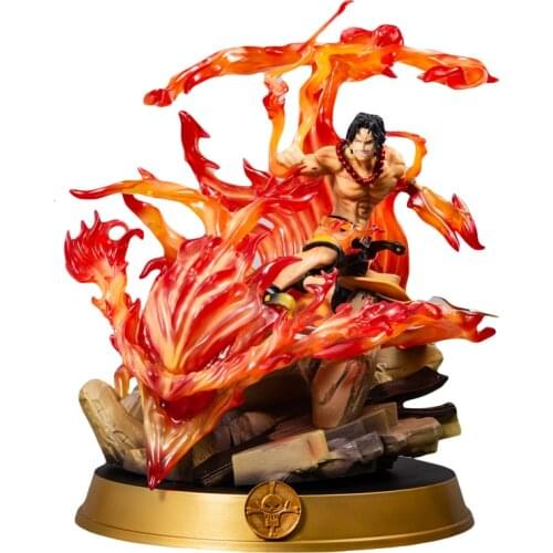 One Piece Action Figure The Battle Over The Dome GK Anime Fire Portgas D Ace 39cm Pvc Exquisite Quality Model Collection Toy KO
