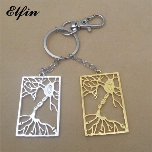 Elfin Trendy Neuron Key Chains in Rectangle Multipolar Neuron Biology Gift Psychology Jewellery Science Jewellery Key Rings