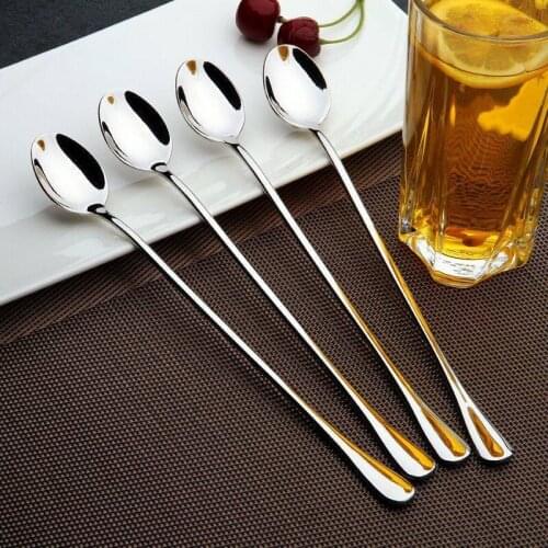 1pc Long Handled Coffee Spoon Stainless Steel Teaspoon Ice Cream Dessert Tea soup drink Spoon Kitchen